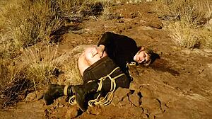 Big-ass blonde endures harsh whipping before rough anal outdoors
