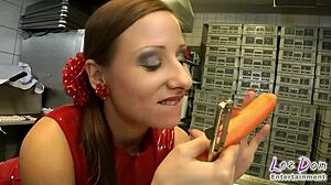 latex slut stuffed hard in the kitchen!