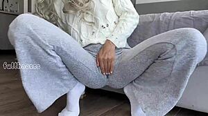 Asian stepdaughter masturbating tight pussy and squirting