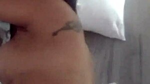 Kinky tattooed milf housewife rides fat cock in cowgirl solo masturbation