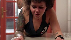 Aggressive ebony teen with small tits gets her pussy torn by hard dick in 4k hd creampie blowjob