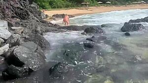 i cum on stranger's tits and she feeds it to fish on beach