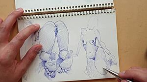 Quick Sketch With Parker Ballpoint Pen Doggy-Style Foot Fetish