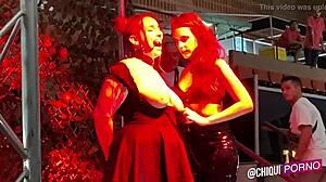 fat girl on stage gets hot wax in public