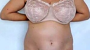 Busty Granny MariaOld Transforms from Beige to Mint in Lingerie Fashion Showcase.