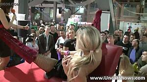 filthy blonde slut rubbing herself outdoors in public