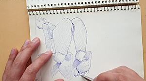 Quick Sketch With Parker Ballpoint Pen Doggy-Style Foot Fetish