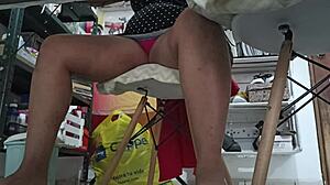 my sister-in-law doing homework while being watched