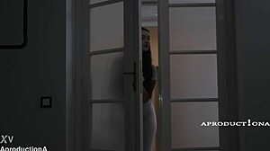 Girl wets her hairy pussy everywhere