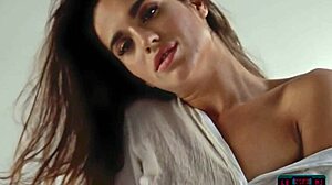 Russian beauty Nicole Winter teases with natural tits solo