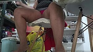 my sister-in-law doing homework while being watched