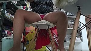 my sister-in-law doing homework while being watched