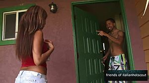 Gorgeous mulatto girl rides black guy's huge cock and my heart skips a beat