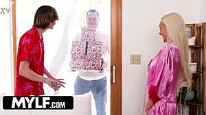 Valentines Day Cum Shower Anna Gets Drenched By Her Neighbor And Stepson