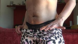 look at this french stepmom showing her hairy pussy up close!