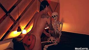 Voodoo WHORE GETS ANAL CREAMPIE in her BIG ASSHOLE on Halloween