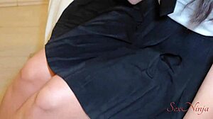 The 18yo amateur with blue eyes gets bent over for a quick doggystyle creampie before parents arrive