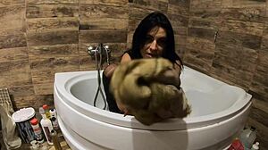 Preview of milfycalla in bathtub with fur coat