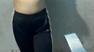 curvy student sneaks into hotel bathroom for a quick thrill.