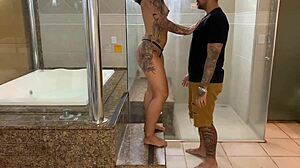 damn, this hot tattooed chick loves dancing on my dick!