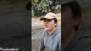 Outdoor blowjob rocks! Nothing beats this juicy moment with a curvy beauty!
