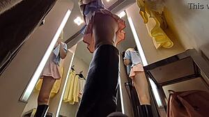 Blonde Caught Pantyless in See-Through Outfit on Hidden Cam