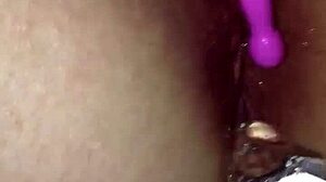 Wife Spreads Pussy With Dildo Toy