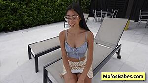 i'm a petite brunette teen swallowing by the pool