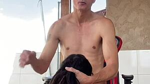 Porch Review Turns Into Sloppy Blowjob For Tattooed Babe