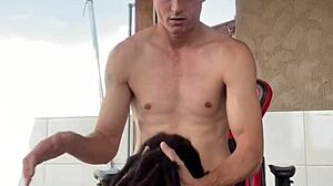 Porch Review Turns Into Sloppy Blowjob For Tattooed Babe