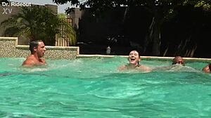 wow, tiffany nacke in wild 4some for cash! double vaginal action by the pool is insane!