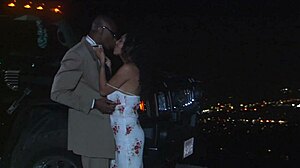 A milf gets fucked outdoors at night