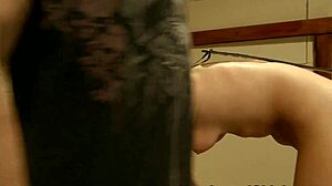 Gagged sub tormented with rough anal