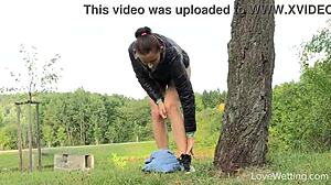 Susie Enjoys Outdoor Pissing Scene In Public Solo