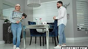 Muslim Maid Sucks Boss's Big Cock in Hardcore Shaved Pussy Fucking