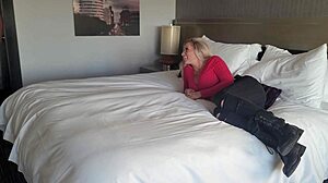 Nasty blonde slut returns home after intense double anal pounding
