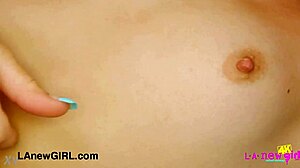 Dashing blonde model caresses her body 😍