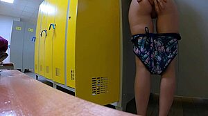 Cleaning Lady Caught Spying on Me in Women's Locker Room