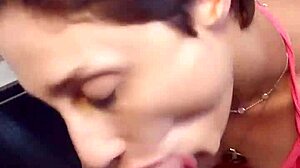 Sadira Hotwife Quick Blowjob In Bathroom.