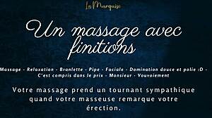 European massage with french audio leading to intense blowjob and oral finishes