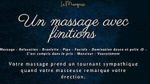 European massage with french audio leading to intense blowjob and oral finishes