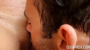 Milf performs oral on interracial cock outdoors