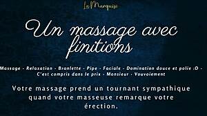 European massage with french audio leading to intense blowjob and oral finishes