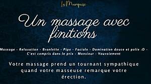 European massage with french audio leading to intense blowjob and oral finishes