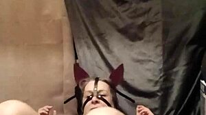 Intense solo milf dildo play in humiliating ponygirl session.
