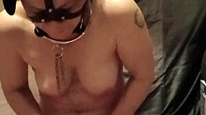 Intense solo milf dildo play in humiliating ponygirl session.