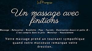 European massage with french audio leading to intense blowjob and oral finishes