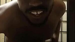 Woman uses banana on tits in kitchen with big black cock