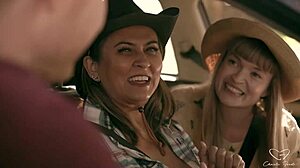 Mishel Karen Leo Embers Lucky With Wet Tits Doggy Blowjob Cunilingus At Party