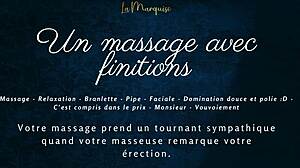 European massage with french audio leading to intense blowjob and oral finishes